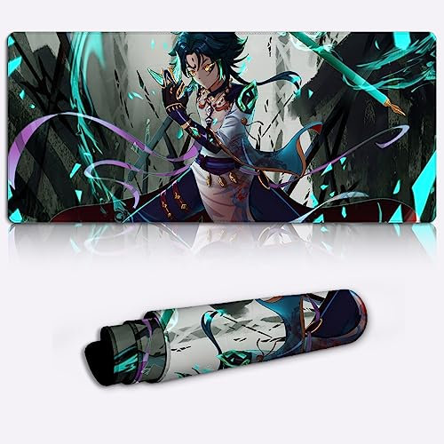 Tappetino per Mouse Full Desk XXL Genshin Impact Xiao Keyboard Tappetino per scrivania Personaggio del gioco Tappetino per Mouse Grande (11,8x31,49X0,15) Tappetino impermeabile