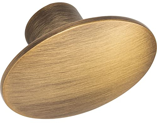 Furnipart Möbelknopf Dome 50x36mm - Möbelknauf oval - ideal als Schubladenknopf, Zinkdruckguss Messing gebürstet