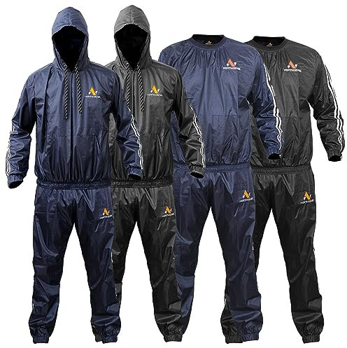 NORTH EDGE Tuta da sauna resistente per allenamento, jogging, allenamento, boxe, sauna, MMA, corsa, fitness, perdita di peso, anti strappo, Nero con cappuccio, M