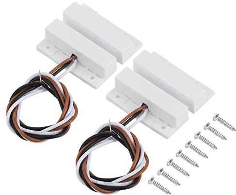 PATIKIL Magnetico Reed Interruttore, 2 Set Normalmente Aperto Chiuso NC NO Cablato Montato Superficie Garage Porta Finestra Contatti