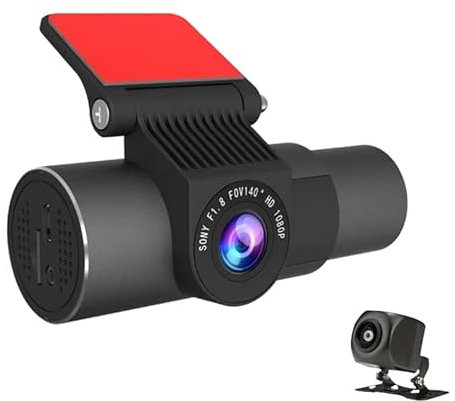 DELURA 3-Channel Wireless Car Dash Cam - 2K High-Definition Night Vision, Inside and Outside Car Coverage, Voice Control, Loop Recording, Motion Detection