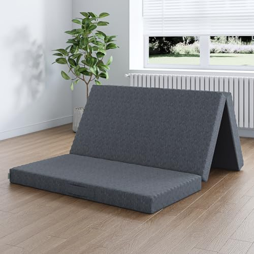 Novilla Klappmatratze Gästematratze, 3-teilige Faltmatratze, Faltbare Matratze für Reisen, Camping, klappbar, Öko-Tex, Bambus Atmungsaktiver Schaumstoff, Maschinenwaschbar(120 x 195 x 10)