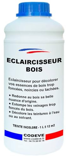 Eclaircisseur Bois - Codeve Bois - 1 L - Intérieur/extérieur - Décolorer, Blanchir Ou éclaircir Un Bois, Escalier Ou Sol Trop Foncé.