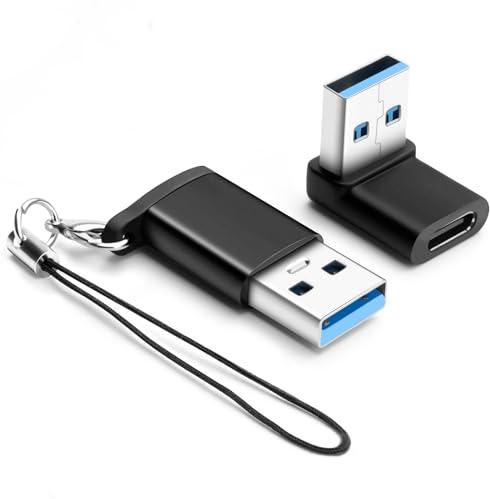 BORLTER CLAMP Adattatore da USB a USB C 2-Pack, adattatore da USB 3.1 maschio a USB C femmina ad angolo retto compatibile con MacBook/MacBook Pro, Galaxy Type-C, tablet, laptop e altro ancora