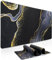 Gaming Mauspad Schreibtischunterlage Groß - 900x400x3 mm Mauspad mit Vernähten Kanten, Mousepad Desk Mat WassXerdicht Anti-Rutsch, Verbessert Präzision und Geschwindigkeit (Schwarz Gold Marmor)
