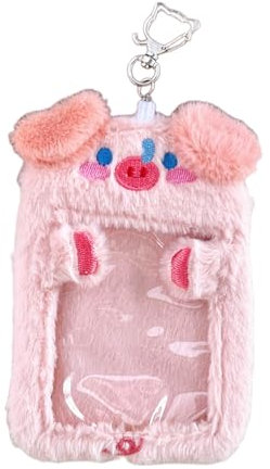 LIUZIKUN Porte-Carte Photo en Peluche avec Porte-clés pour Fille, Porte-Photo Kpop Idole, Protection de Carte bancaire, Motif Animal, Pochette Photo