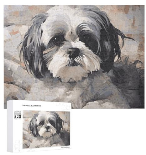 520-teiliges Puzzle – Shih Tzu Bilderpuzzles für Erwachsene, herausforderndes Puzzle, personalisiertes Holzpuzzle, Fotopuzzle, Geschenke, 52,1 x 38,1 cm