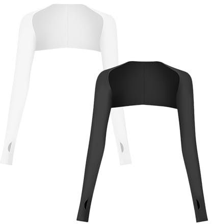 witeup 2 PCS Arm Sleeves Black and White Sleeves to Cover Arms Cooling Shawl Arm Sleeves Women UV Sleeves Arm Shield UV Sun Protection Arm Sleeves Arm Covers for Women
