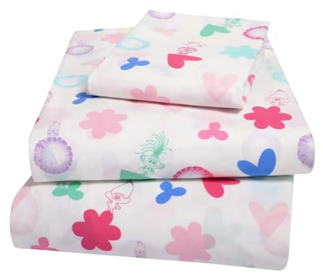 Franco DreamWorks Trolls Luxus-Bettwäsche-Set für Kinder, superweich, Premium-Baumwolle, 3-teiliges Bettlaken-Set, Doppelbett, offizielles Lizenzprodukt