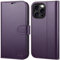 OCASE for iPhone 16 Pro Case, PU Leather Wallet, Magnetic Flip Folio Cover with RFID Blocking, Card Holders, Shockproof TPU, and Kickstand for 6.3 Inch iPhone 16 Pro (2024), Dark Purple