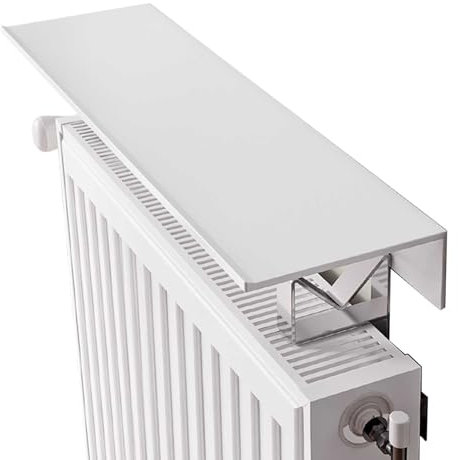 FSPHDX Radiator Shelf Aluminium Radiators Shelf White, 35/40/ 45/50/ 55/60/ 70/80 CM Over The Radiator Heater Shelf with Two Brackets, Radiator Cover Top for Living Room/Offices/Hotel(70cmx14.5cm)