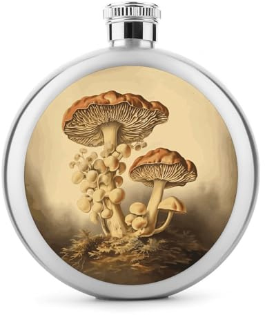 Flasque vintage en forme de champignons de 141,7 g en acier inoxydable poli miroir - Portable - Pour vin et whisky - Pour homme et femme