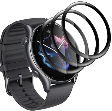 Yieehhow [3 Piezas] Protector Pantalla para Amazfit GTR 3 Pro 46mm Cristal Templado, HD/Anti-Arañazos PMMA Protector Pantalla Compuesto, 3D Curvado Película Protectora para Amazfit GTR 3 Pro 46mm
