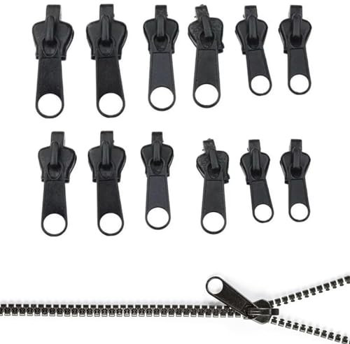 12 Stück Reißverschluss Reparatur Set,Reißverschluss Zipper Ersatz,Reißverschluss Schieber Ersetzen,Ersatz Zipper für Reißverschlüsse,Haushaltbarer Fix-reißverschluss Universal Reparatur Ersatzteile