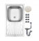 DomoDomo Wiktorian Fregadero empotrable de 1 cámara, acabado decorativo, acero inoxidable, incluye sifón, clips y cinta adhesiva, 760 x 435 x 150 mm