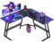 Devoko Bureau Gaming d'angle 120 x 120cm avec Support d'écran, Table Informatique en Coin,Bureau Gamer en Forme de L Table pour Etudier, Jouer et Travailler Carbon Noir