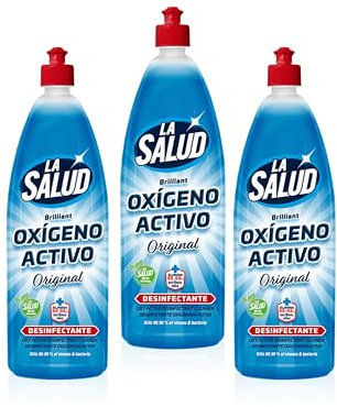 LA SALUD Limpiahogar Multiusos Oxígeno Activo 1L - Limpiador quitamanchas Desinfectante Sin Lejía, Elimina el 99,9% de Bacterias, Virus y Manchas, Cuidado Completo del Hogar, Pack Ahorro 3 Unidades