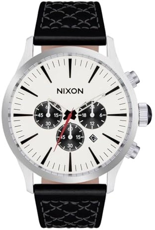 Nixon Sentry Chronograph Armbanduhr für Herren in der Farbe Fisheye mit Armband aus Leder, Wasserdichtigkeit: 10 bar, Gehäusedurchmesser: 42 mm, A1391-5267-00