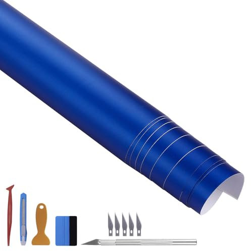 NewL Premium Satin Matt Chrom Ice Metallic Vinyl Folie Auto Folie Aufkleber Luftblasenfrei DIY Motorrad Handy Aufkleber Zubehör (Blau, 30cm x 300cm)