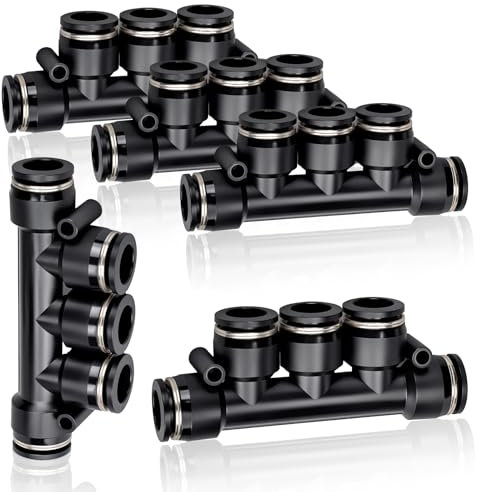 Bwintech 5 pezzi 8 mm OD Connettori a spinta diritti a 5 vie in plastica a sgancio rapido Raccordi per linee d'aria PK-8