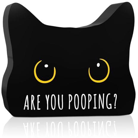 Leseogye Lustiges Schreibtischschild Schwarze Katze - Are You Pooping? Katze Badezimmer Deko Acryl Plaque mit Spruch, Witzige Büro Deko & Gag Geschenk für Katzenliebhaber