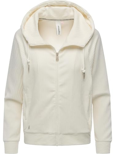 Ragwear Damen Cordjacke weiche Sweatjacke Zip-Hoodie Übergangsjacke aus weichem Kord in Samt-Haptik Corduly Cordy XS-XXL