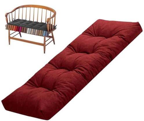 Generisch Bankkissen Drinnen Draußen, Leinen Fensterbankkissen Rechteckiges Komfort Rutschfester Sitzkissen Bank Bankauflage Stuhlkissen Für Gartenmöbel, Küche Und Esszimmer,Burgundy,100x45x8cm