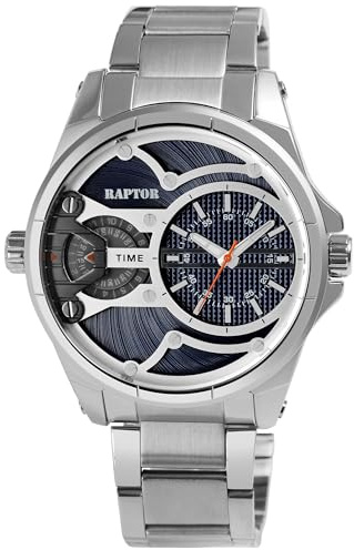 Raptor Damen Armbanduhr Analog in Silber, Gesamtlänge 23.5 cm, Edelstahlarmband – 3 ATM
