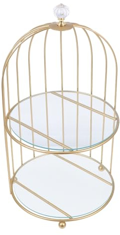 Beavorty Vogelkäfig Cupcake Ständer Tortenständer Dessert Ausstellungsstand aus Glas und Metall Gold für Hochzeit Hauswarming