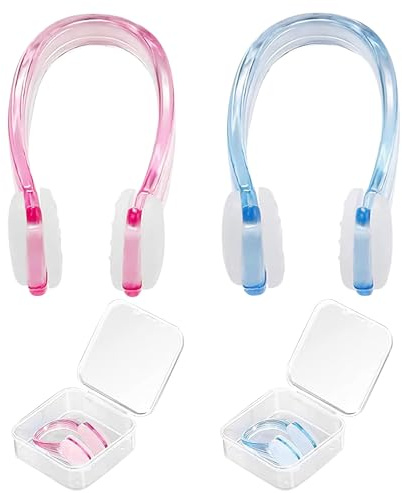 Clip per Naso Nuoto, 2 Pezzi Mollette per Naso in Silicone con Scatola di Immagazzinaggio, Clip per Naso Antiscivolo, Clip per Naso Impermeabile per Adulti E Bambini, Nuoto per Principianti