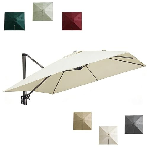 MACAGGTNTU Sombrilla De Jardín Rectangular De Lona De Repuesto 400x300cm Toldo De Repuesto para Sombrilla Voladizo, Tela De Repuesto para Parasol 8 Costillas(Beige,400x300cm/13x10ft)