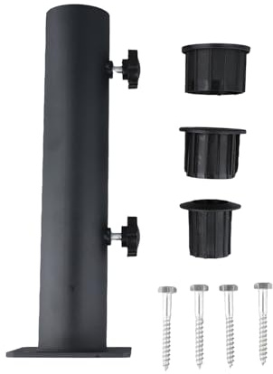 EaseSunny Edelstahl-Sonnenschirm-Standrohr mit Reduzierhülsen für 32 mm, 38 mm, 48 mm Stangen, schwarzer Schirmständer Adapter für Garten, Terrasse, Tisch