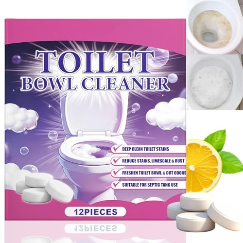 Toilet Cleaner,12PCS Toilet Cleaner Tablets,Touch Free Foam Toilet Cleaner,Clean Toilet Cleaning Foam,Toil/et Bowl Cleaner,Heavy Duty Limescale Remover & Stain Cleaner