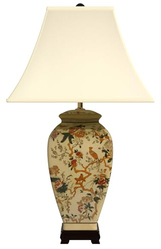 Red Lantern 25 Autumn Birds and Flowers Vase Lamp