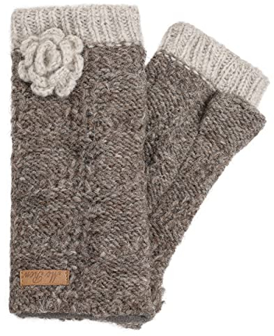 McRon Damen Gestrickte Pulswärmer Lana Naturbraun