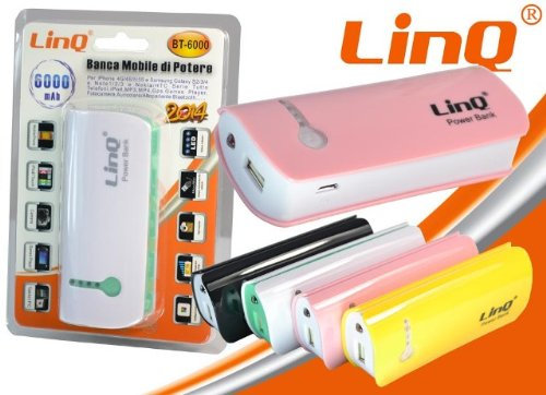 Linq Mobile Power Bank 6000 mAh per iPhone Samsung Galaxy e Note Nokia HTC Smartphone iPod Fotocamere Tablet PSP (Nero)