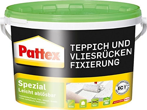 Pattex Teppich und Vliesrücken Fixierung Spezial, zum vollflächigen Fixieren von Teppichbelägen, lösemittelfrei- und geruchsarm, wieder abziehbar ohne Beschädigung des Untergrunds, 1 x 6kg