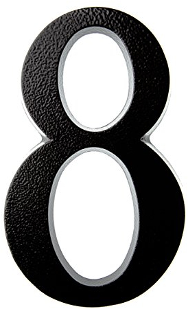 HUBER numero civico 8 in alluminio 20 cm I numeri civici per casa & porta I Numero civico XL I targhette con numero civico in nobile design nero 3D, verniciato a polvere