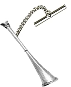PP-E15 Krawattennadel Jagdhorn mit Kette aus feinem englischen Zinn
