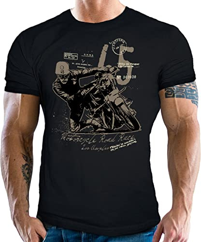Retro Vintage Biker Racer Design T-Shirt: Road Race