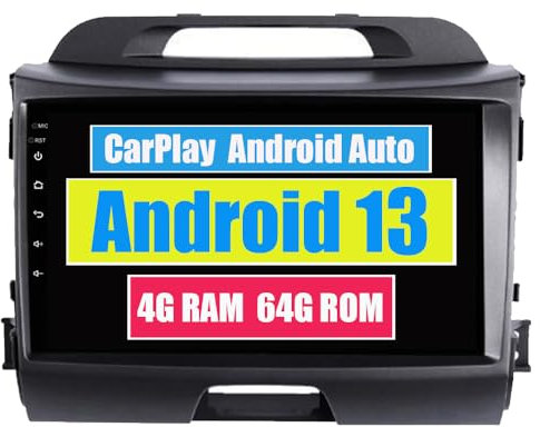RoverOne Unidad Principal Estéreo CarPlay para Kia Sportage R 2011 2012 2013 2014 2015 Android Auto Pantalla Táctil Sat Navi Bluetooth WiFi Reproductor de Radio