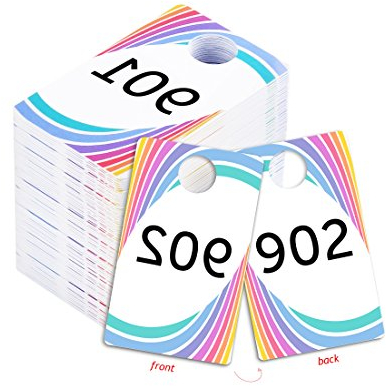 Zilpoo Live Sale Kunststoff-Etiketten, 001–999 Nummer-Serie, normale und umgekehrte Kleiderbügelkarten, wiederverwendbare Mantelkaros, wählen Sie ein Set von 100 Nummern (901–999)