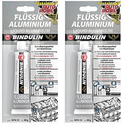 POWERHAUS24 2 x Flüssig Aluminium Kunstharz - Spachtel 60g von Bindulin