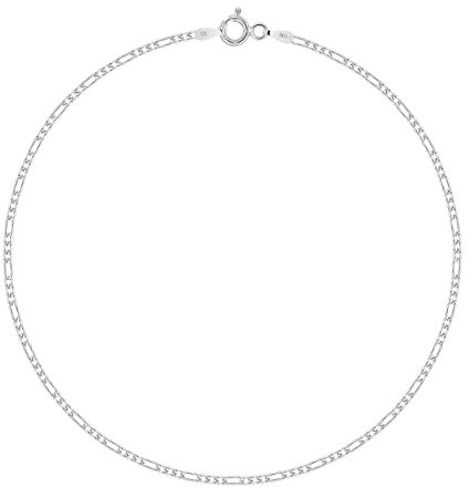 PLANETYS - Chaîne de Cheville Argent 925/1000 Rhodié Maille Figaro (1+3) 1.5 mm