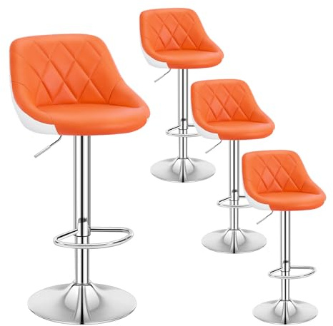 WOLTU Barhocker 4er Set, Barstuhl Höhenverstellbar, PU-Bezug, Orange | WOLTU Barhocker 2er Set, Barstuhl Höhenverstellbar, PU-Bezug, Orange