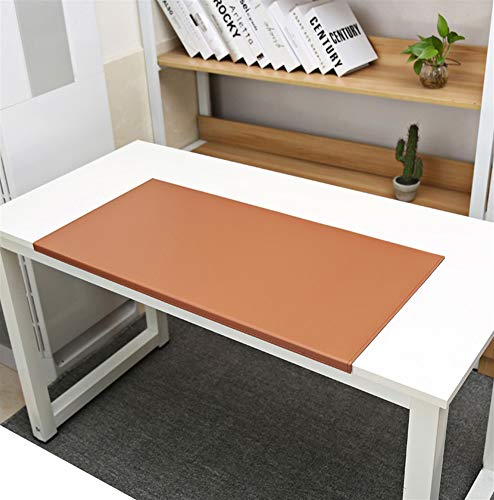 SK Studio Schreibtischunterlage mit Kantenschutz Wasserdichte PU Leder, Rutschfeste mit Kantenverriegelung Mausunterlage für Computertastatur, PC und Laptop Brown 80x40cm