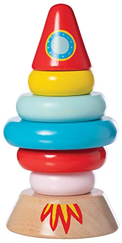 Manhattan Toy Stacker Rocket Baby und Kleinkind 7-teiliges magnetisches Holzstapelspielzeug-Set