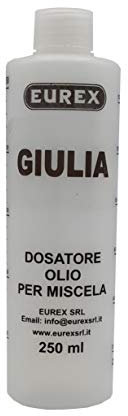 Eurex srl N. 2 Dosatori Olio per Miscela 250 ml Personalizzato con Il Tuo Nome: Giulia. Completo di Tappo, Scala Graduata e percentuali 2-4% 2,5-5% 3-6% (2)
