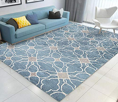 YQZS Teppich Schlafzimmer Teppich Orientteppich Hellblaues Gitter Geeignet für Fußbodenheizung,120X160cm(47X63inch)