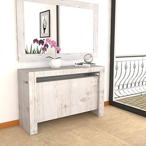 VE.CA. - Tavolo Console Mercurio XXL - Con Porta Prolunghe - Allungabile - Dimensioni: da 40 A 300 cm - Colore: Shabby Chic - Arredo Cucina, Arredo Casa - Made in Italy